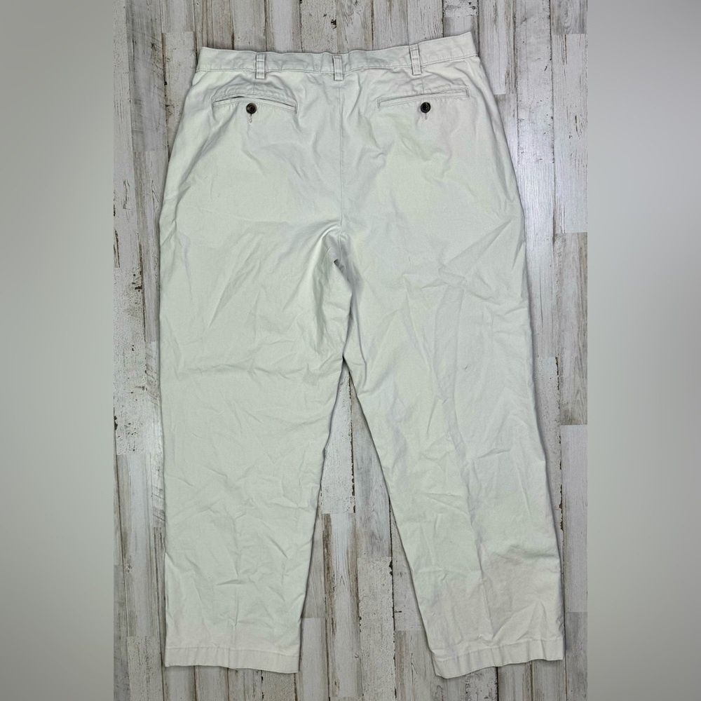 LL Bean Standard Fit Chino Pants Men's 36x30 Khaki Cream Cotton Blend - Picture 8 of 10